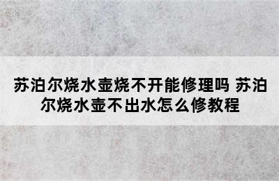 苏泊尔烧水壶烧不开能修理吗 苏泊尔烧水壶不出水怎么修教程